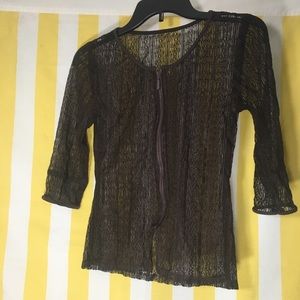 Lace brown zip shirt